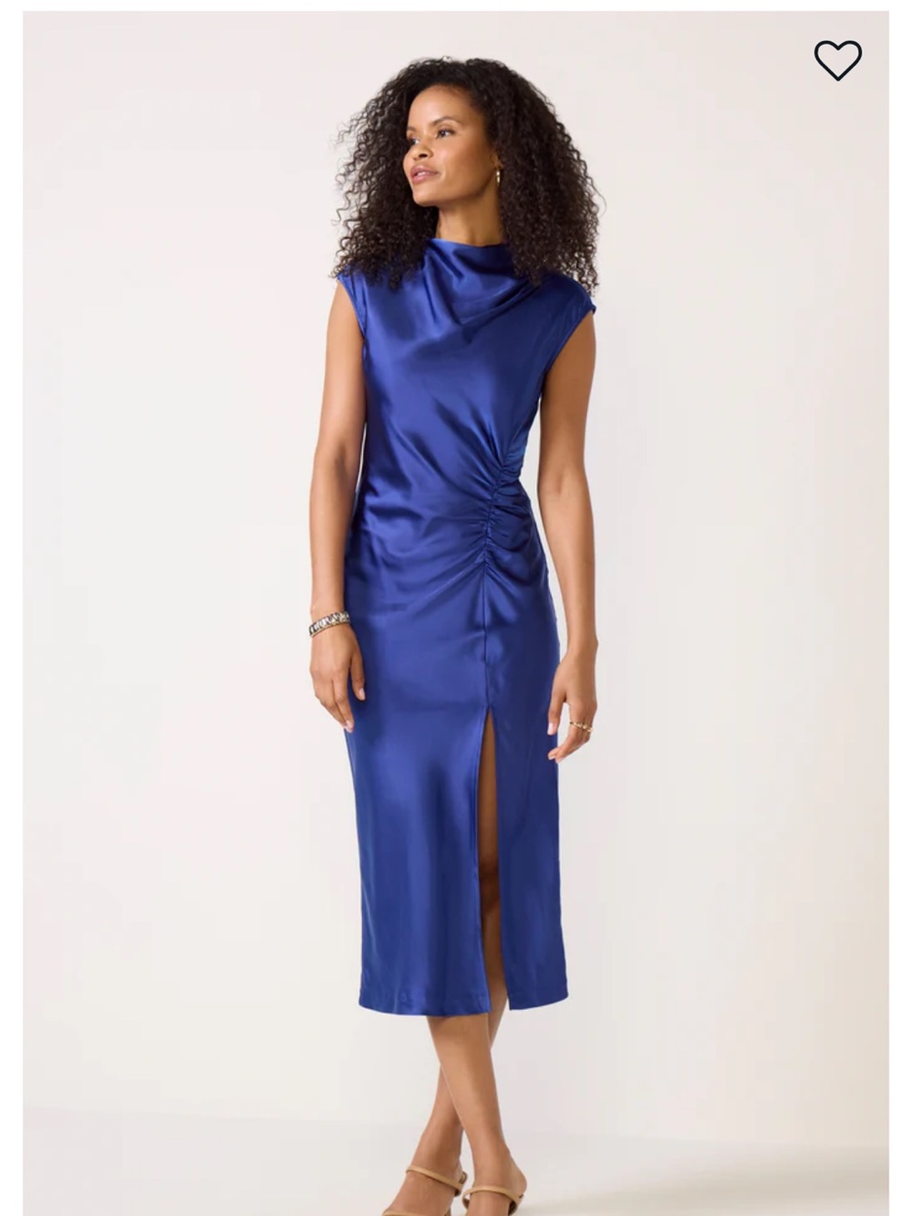 Sanctuary Modern Satin Midi Dress in Blue